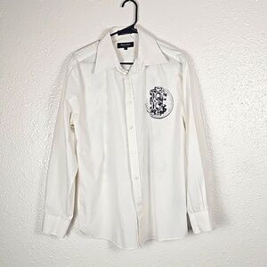 EIGHTY EIGHT PLATINUM Mens Large White&Black Long Sleeve Collared Shirt
